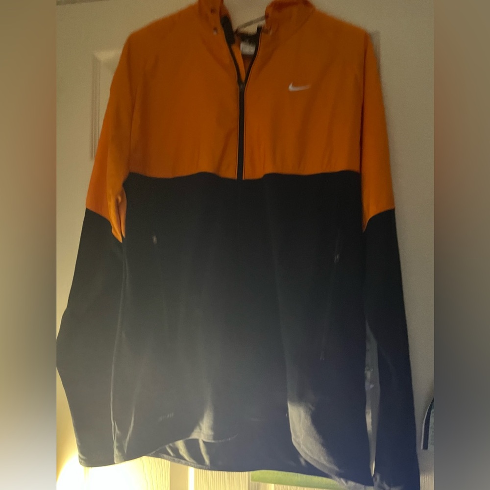 Orange/black Dri-fit Nike jacket zip up & drawstring
